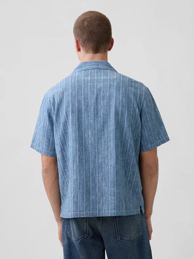Resortskjorta i denim-dobby