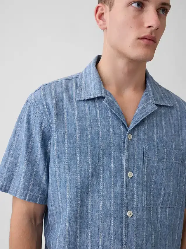 Resortskjorta i denim-dobby