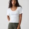 Ribbad T-shirt med rund hals