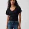 Ribbad T-shirt med rund hals