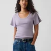 Ribbad T-shirt med rund hals