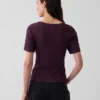 Ribbad T-shirt med rund hals