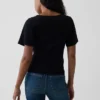 Ribbad T-shirt med rund hals
