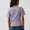 Ribbad T-shirt med rund hals