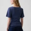 Ribbad T-shirt med rund hals