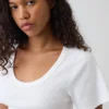 Ribbad T-shirt med rund hals