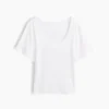 Ribbad T-shirt med rund hals