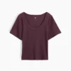 Ribbad T-shirt med rund hals