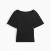Ribbad T-shirt med rund hals