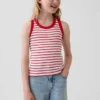 Ribbad tanktop med rund hals för barn