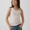 Ribbad tanktop med rund hals för barn