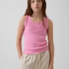 Ribbad tanktop med rund hals för barn