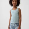 Ribbad tanktop med rund hals för barn