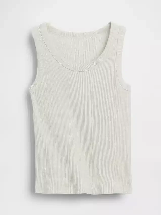 Ribbad tanktop med rund hals för barn