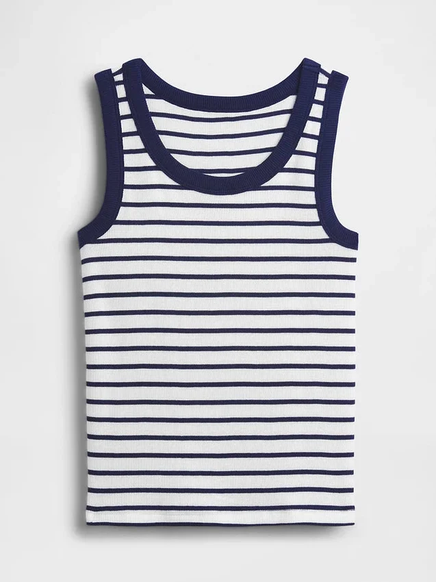 Ribbad tanktop med rund hals för barn
