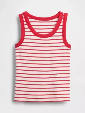 Ribbad tanktop med rund hals för barn