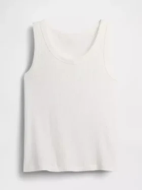 Ribbad tanktop med rund hals för barn