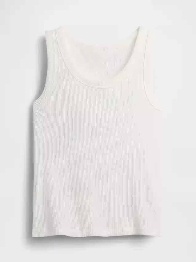Ribbad tanktop med rund hals för barn