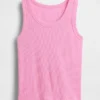 Ribbad tanktop med rund hals för barn