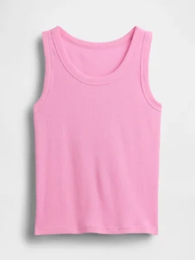 Ribbad tanktop med rund hals för barn