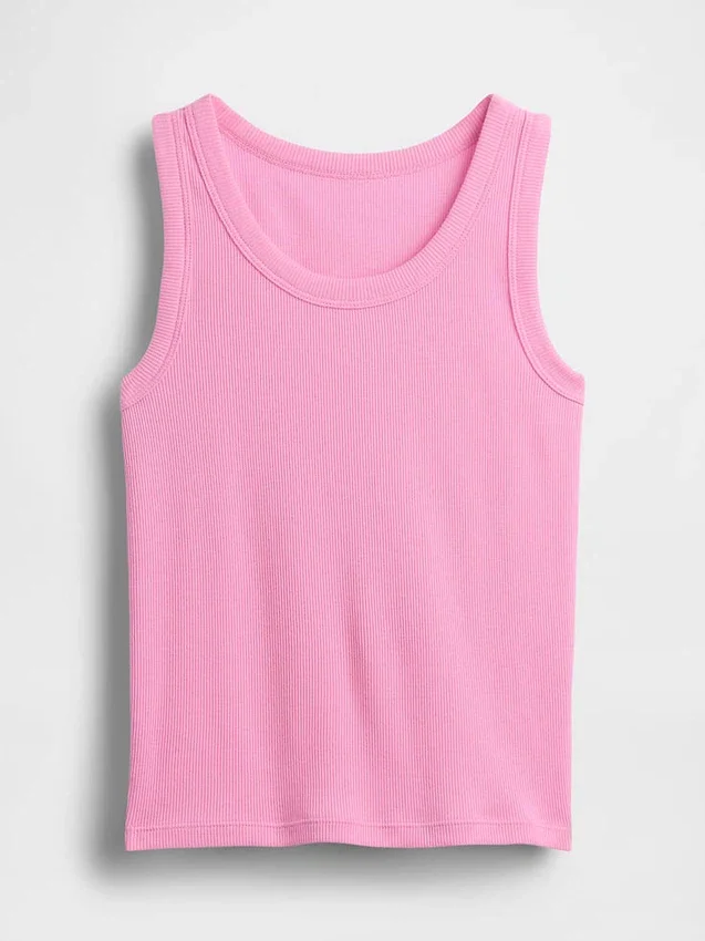Ribbad tanktop med rund hals för barn