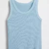 Ribbad tanktop med rund hals för barn