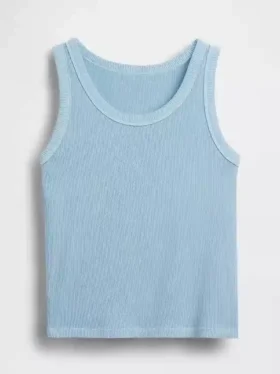 Ribbad tanktop med rund hals för barn