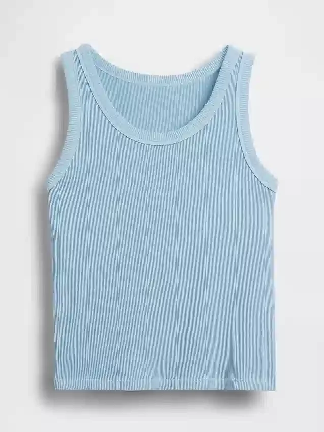 Ribbad tanktop med rund hals för barn