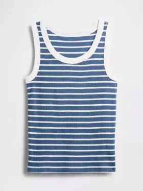 Ribbad tanktop med rund hals för barn
