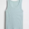 Ribbad tanktop med rund hals för barn