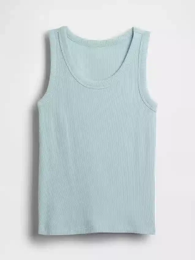 Ribbad tanktop med rund hals för barn