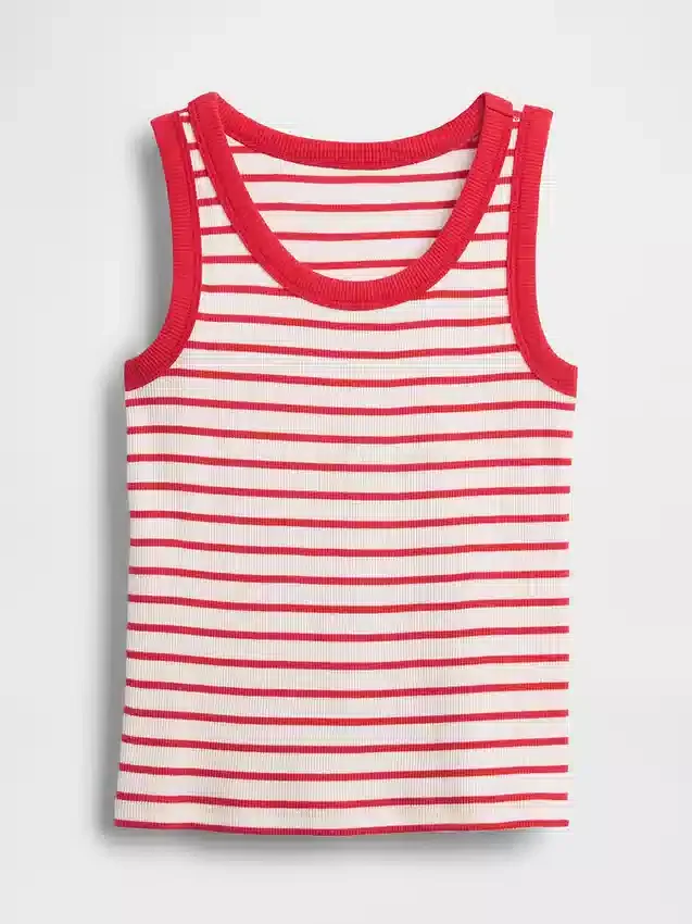 Ribbad tanktop med rund hals för barn