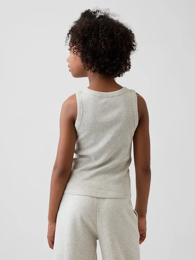 Ribbad tanktop med rund hals för barn