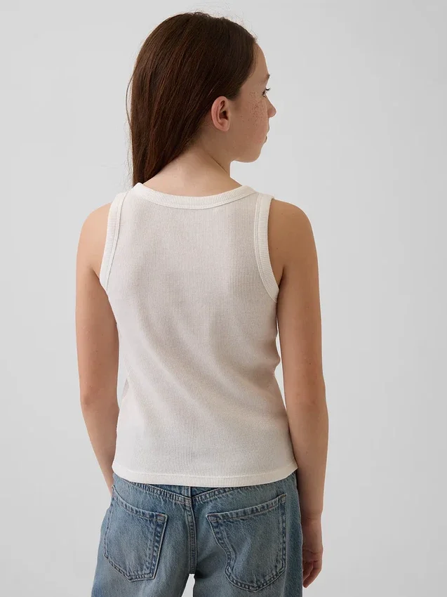 Ribbad tanktop med rund hals för barn