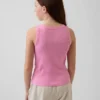 Ribbad tanktop med rund hals för barn