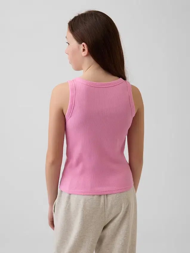 Ribbad tanktop med rund hals för barn