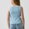 Ribbad tanktop med rund hals för barn