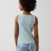 Ribbad tanktop med rund hals för barn