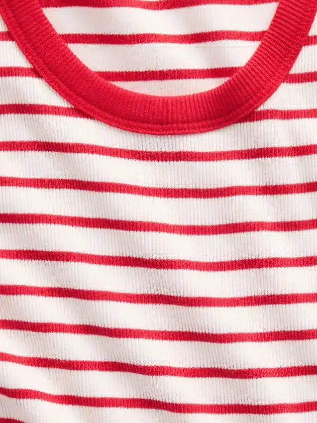 Ribbad tanktop med rund hals för barn