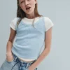 Ribbad tanktop med rund hals för barn