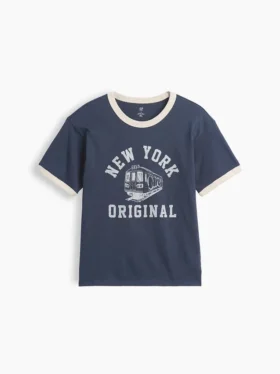Ringer-T-shirt med tryck för barn i avslappnad passform med New York-motiv