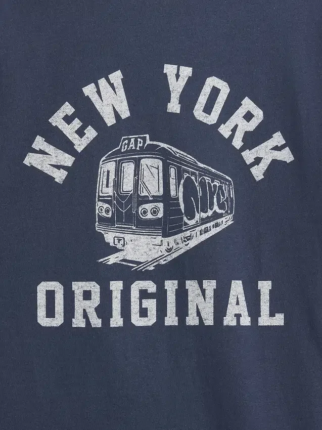 Ringer-T-shirt med tryck för barn i avslappnad passform med New York-motiv