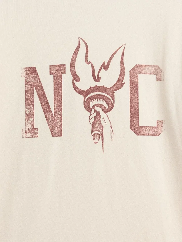 Ringer-T-shirt med tryck för barn i avslappnad passform med New York-motiv