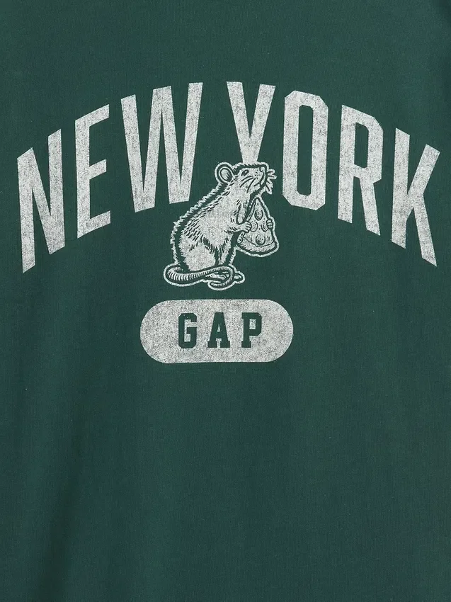 Ringer-T-shirt med tryck för barn i avslappnad passform med New York-motiv