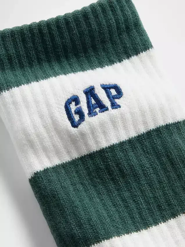 Rugby Stripe Logo Crew Strumpor