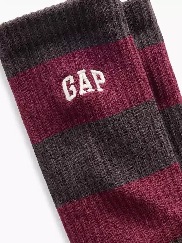 Rugby Stripe Logo Crew Strumpor