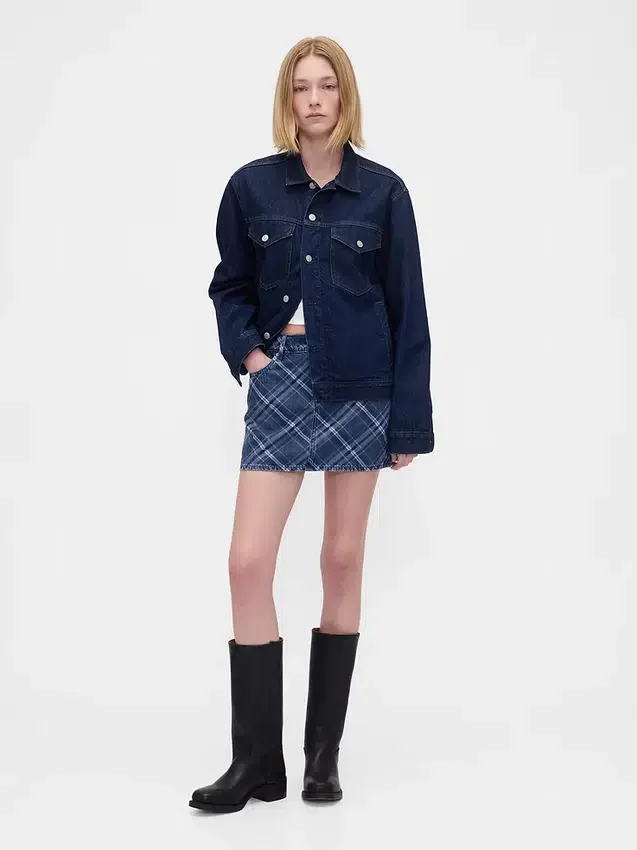Rutig denimminikjol