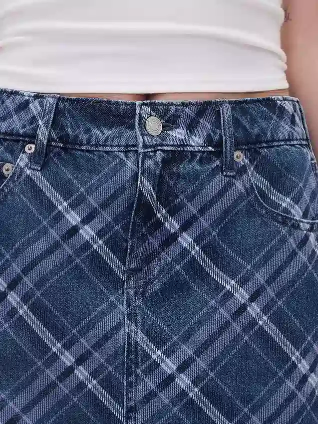 Rutig denimminikjol