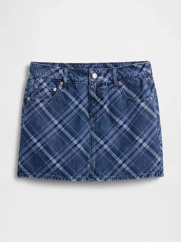 Rutig denimminikjol