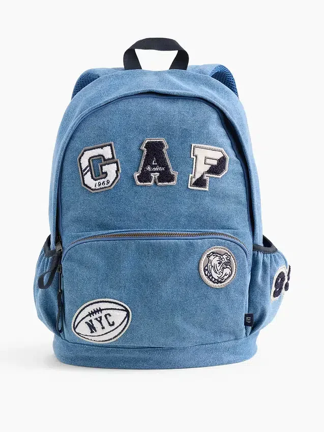 Ryggsäck för barn i denim med logotyp-patch